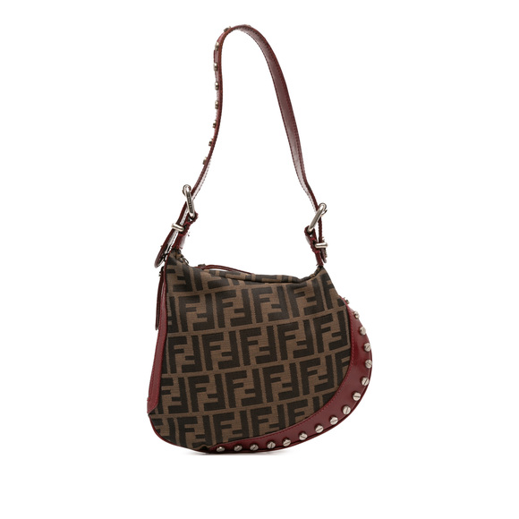 Pre-Loved Fendi Zucca Canvas Studded Oyster Hobo - Picture 1 of 9
